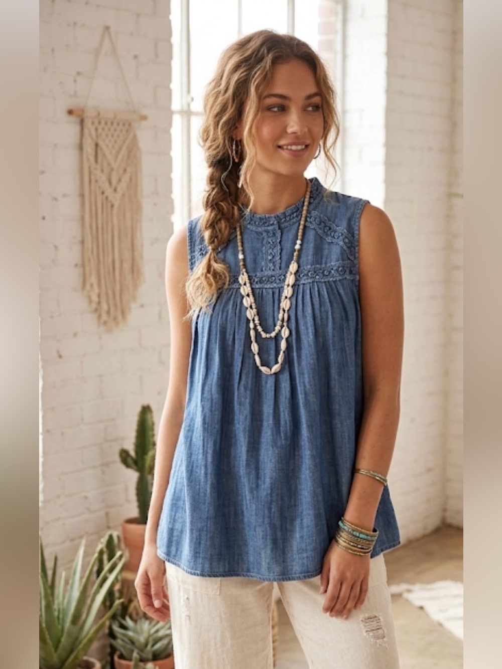 💙✨ Women’s Boho Chambray Blouse / Tunic Top ✨💙